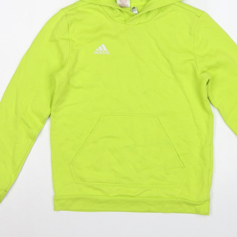 Adidas Boys Yellow 11-12 Years Pullover Hoodie Logo Fleece