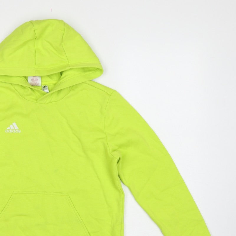 Adidas Boys Yellow 11-12 Years Pullover Hoodie Logo Fleece