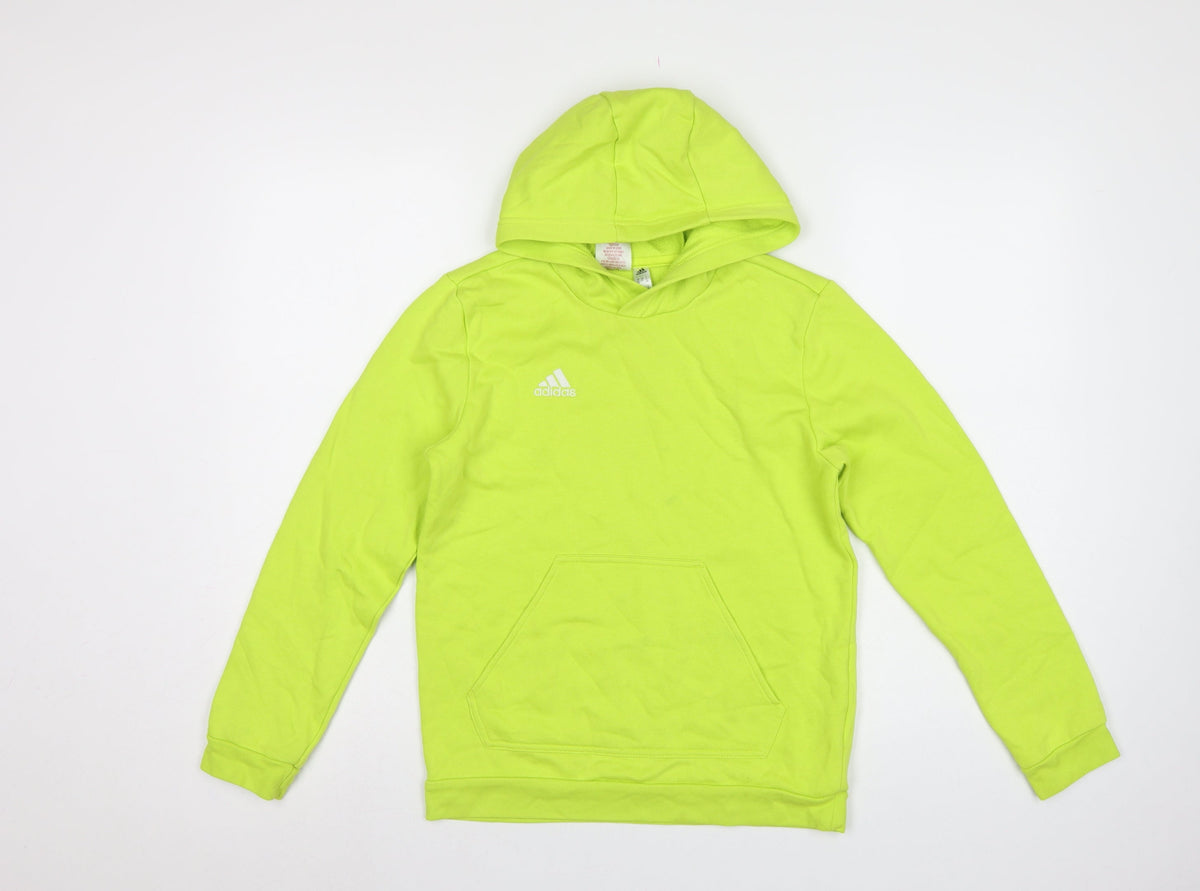 Adidas Boys Yellow 11-12 Years Pullover Hoodie Logo Fleece