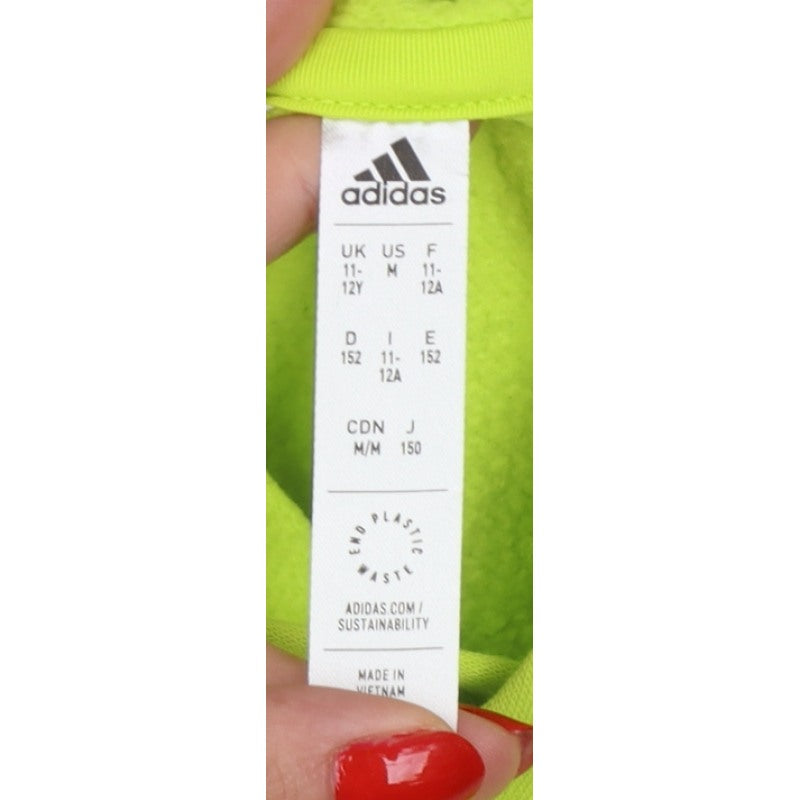Adidas Boys Yellow 11-12 Years Pullover Hoodie Logo Fleece