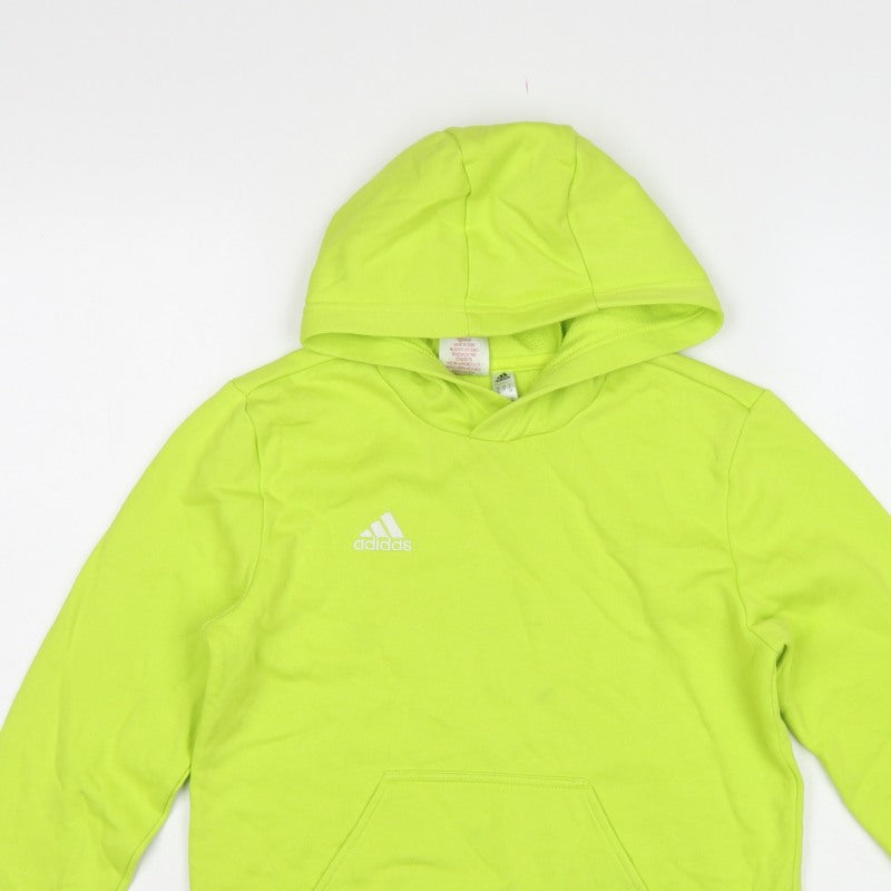 Adidas Boys Yellow 11-12 Years Pullover Hoodie Logo Fleece