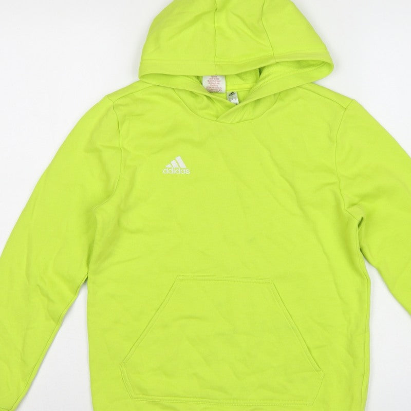 Adidas Boys Yellow 11-12 Years Pullover Hoodie Logo Fleece