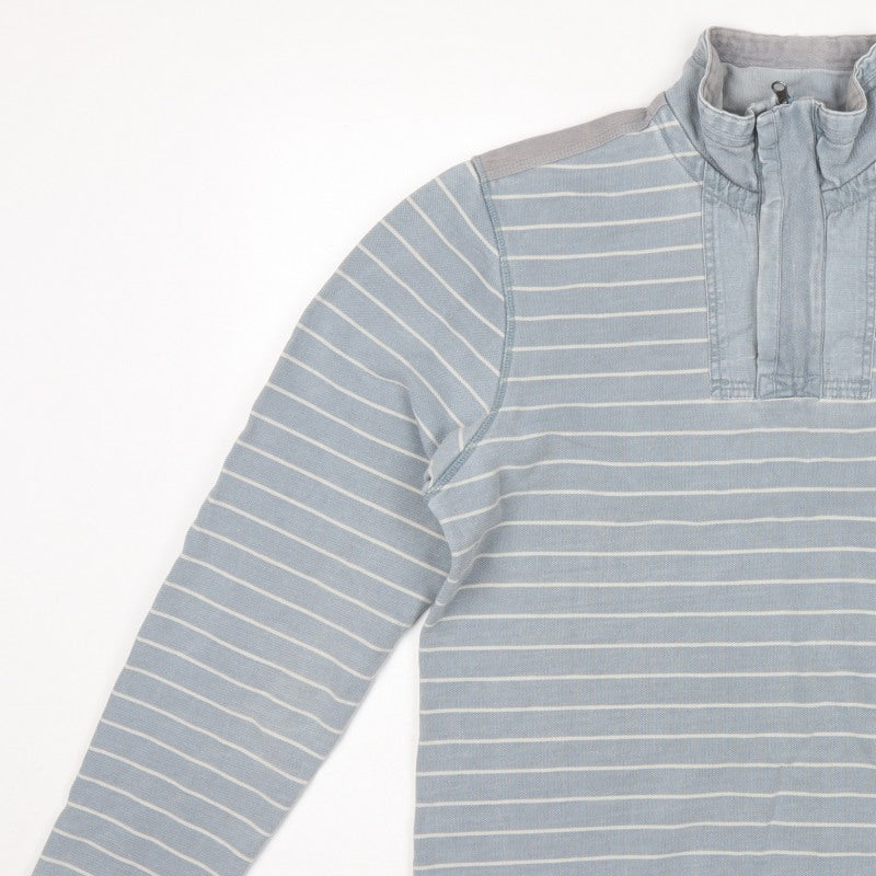 H Stuff & Co. Men’s Blue M Striped 1/4 Zip High Neck Sweatshirt