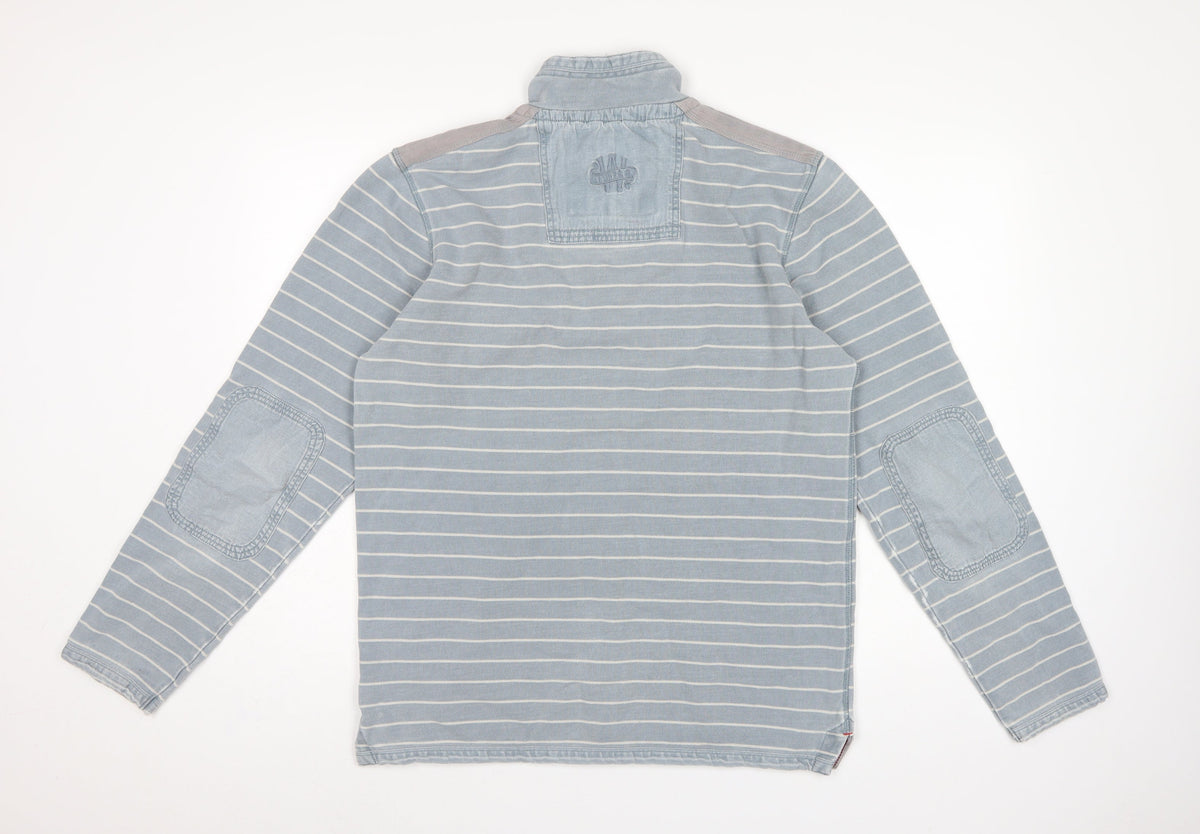 H Stuff & Co. Men’s Blue M Striped 1/4 Zip High Neck Sweatshirt