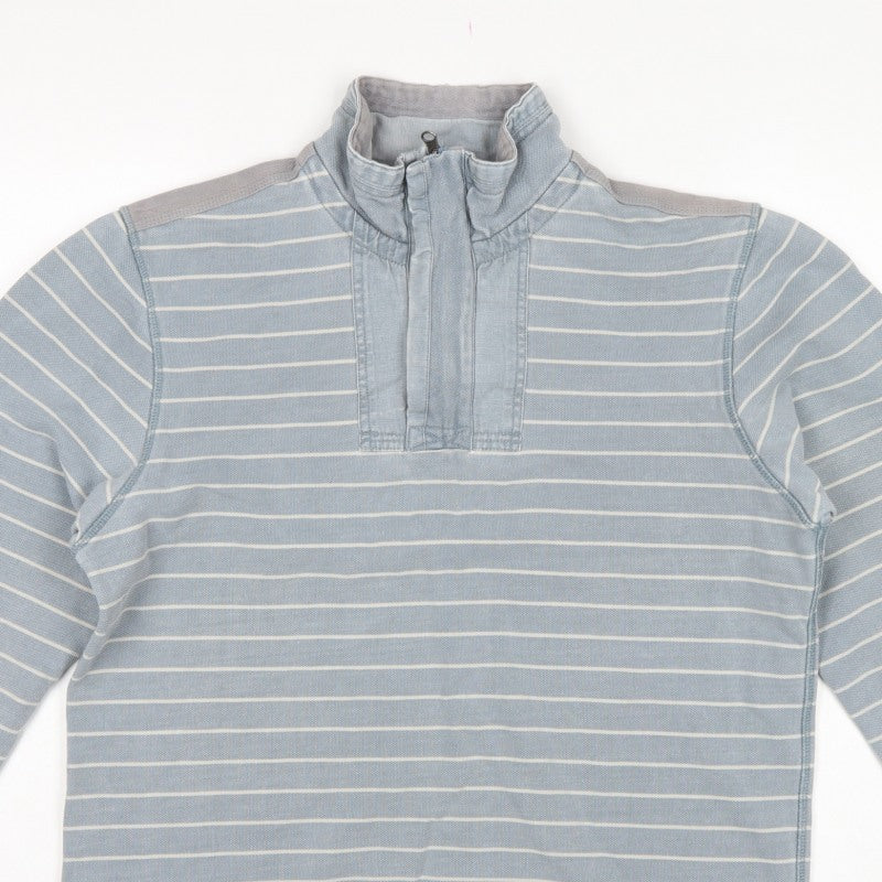 H Stuff & Co. Men’s Blue M Striped 1/4 Zip High Neck Sweatshirt