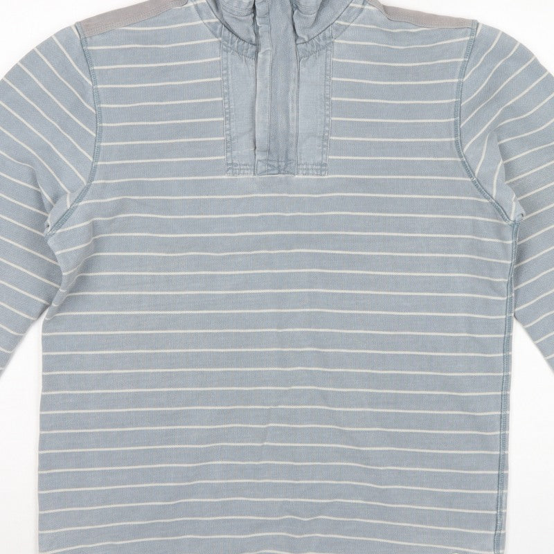 H Stuff & Co. Men’s Blue M Striped 1/4 Zip High Neck Sweatshirt