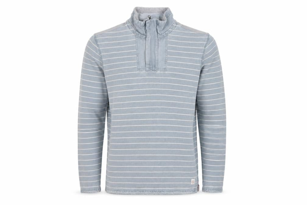 H Stuff & Co. Men’s Blue M Striped 1/4 Zip High Neck Sweatshirt