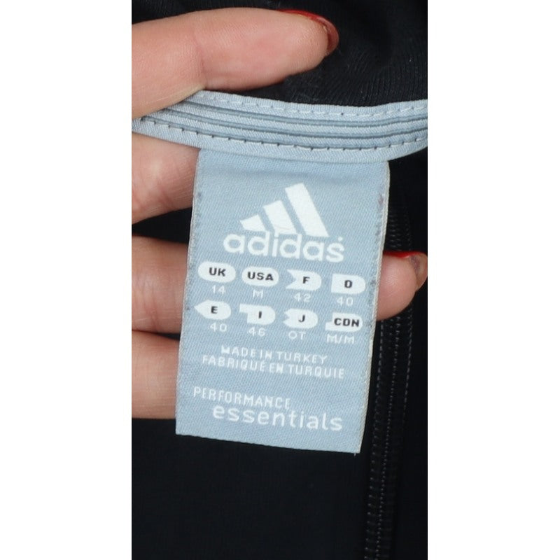 Adidas Womens Black Pink 3 Stripe Full Zip Hoodie UK 14