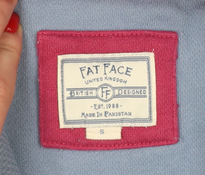 Fat Face Women’s Blue S Pullover Hoodie Floral Logo Pockets