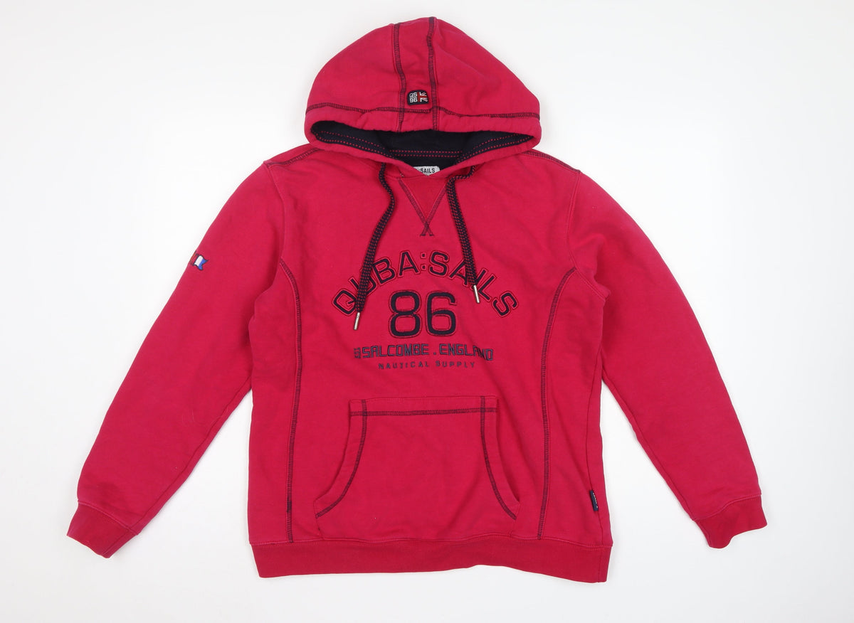 Quba Sails Women’s Red UK 12 Pullover Hoodie Nautical Logo