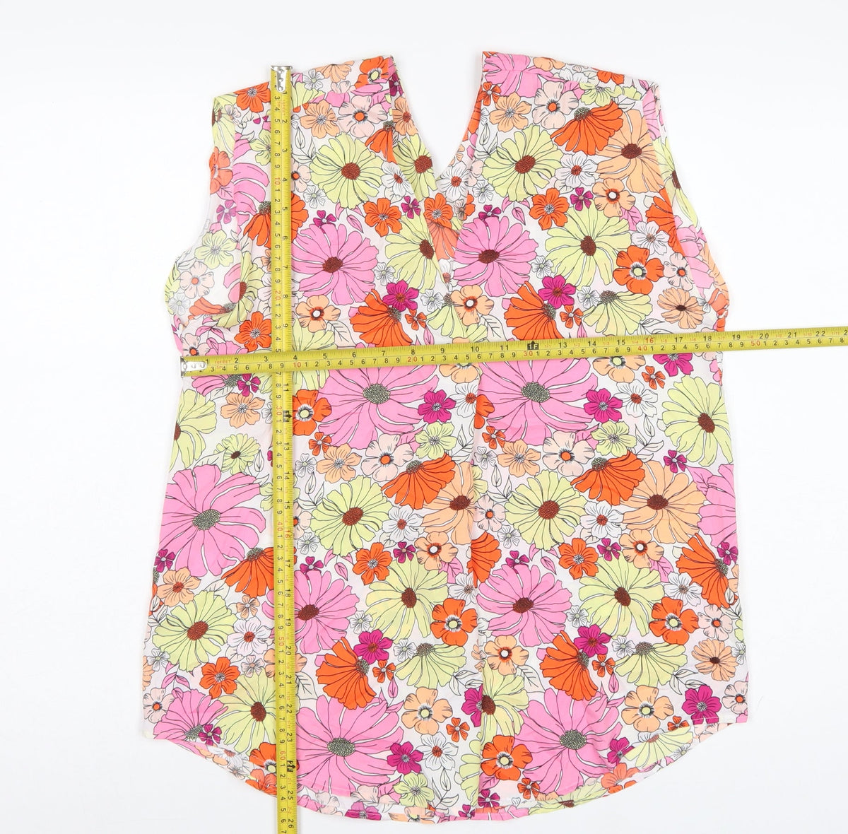 Marks and Spencer Women Multicoloured Size 10 Floral V-Neck Tunic Blouse