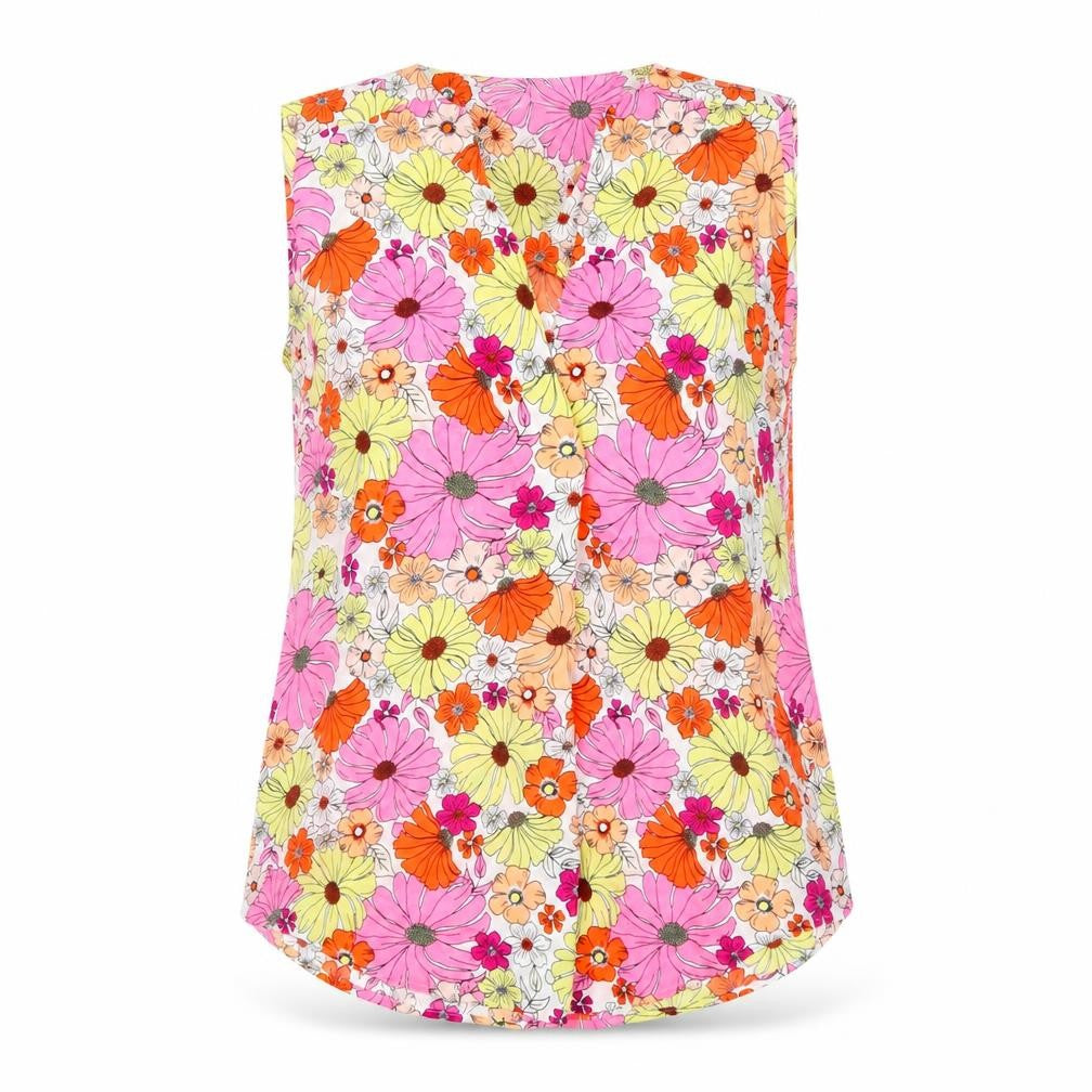 Marks and Spencer Women Multicoloured Size 10 Floral V-Neck Tunic Blouse