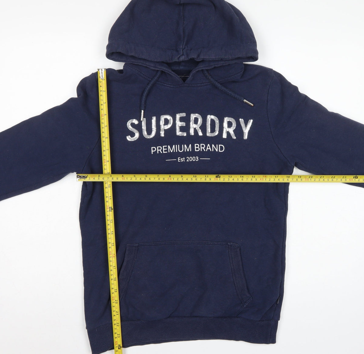 Superdry Women’s Navy UK 14 Pullover Hoodie Logo Pocket Drawstring