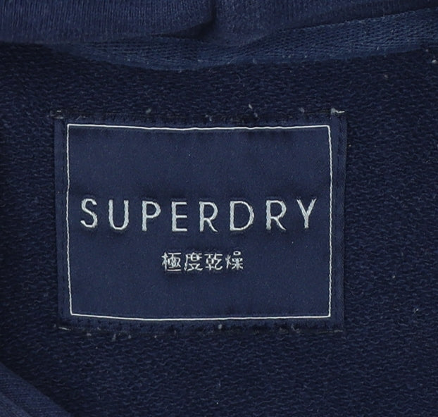 Superdry Women’s Navy UK 14 Pullover Hoodie Logo Pocket Drawstring