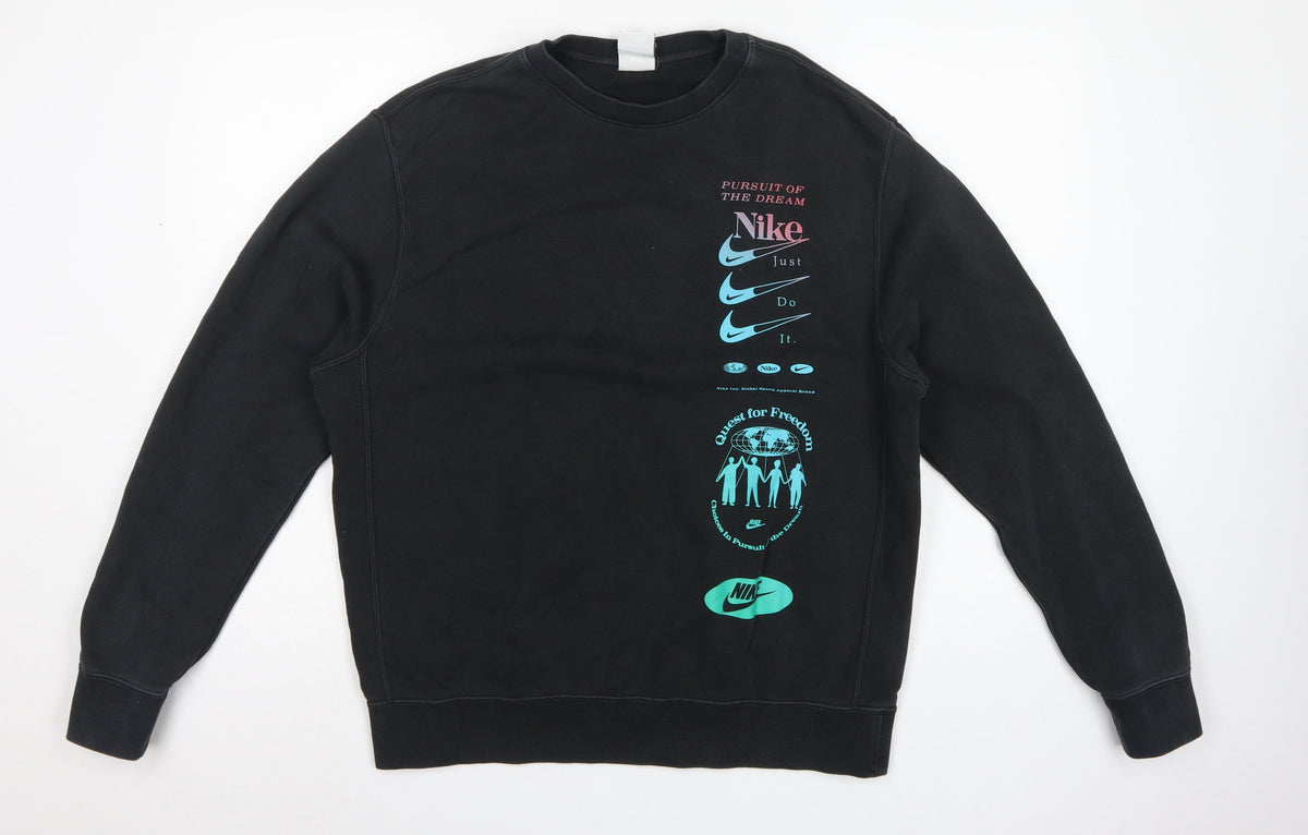 Nike Men’s Black M Graphic Print Fleece Pullover Sweatshirt
