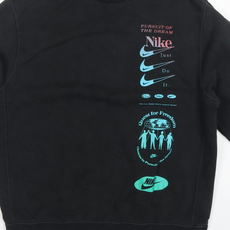 Nike Men’s Black M Graphic Print Fleece Pullover Sweatshirt