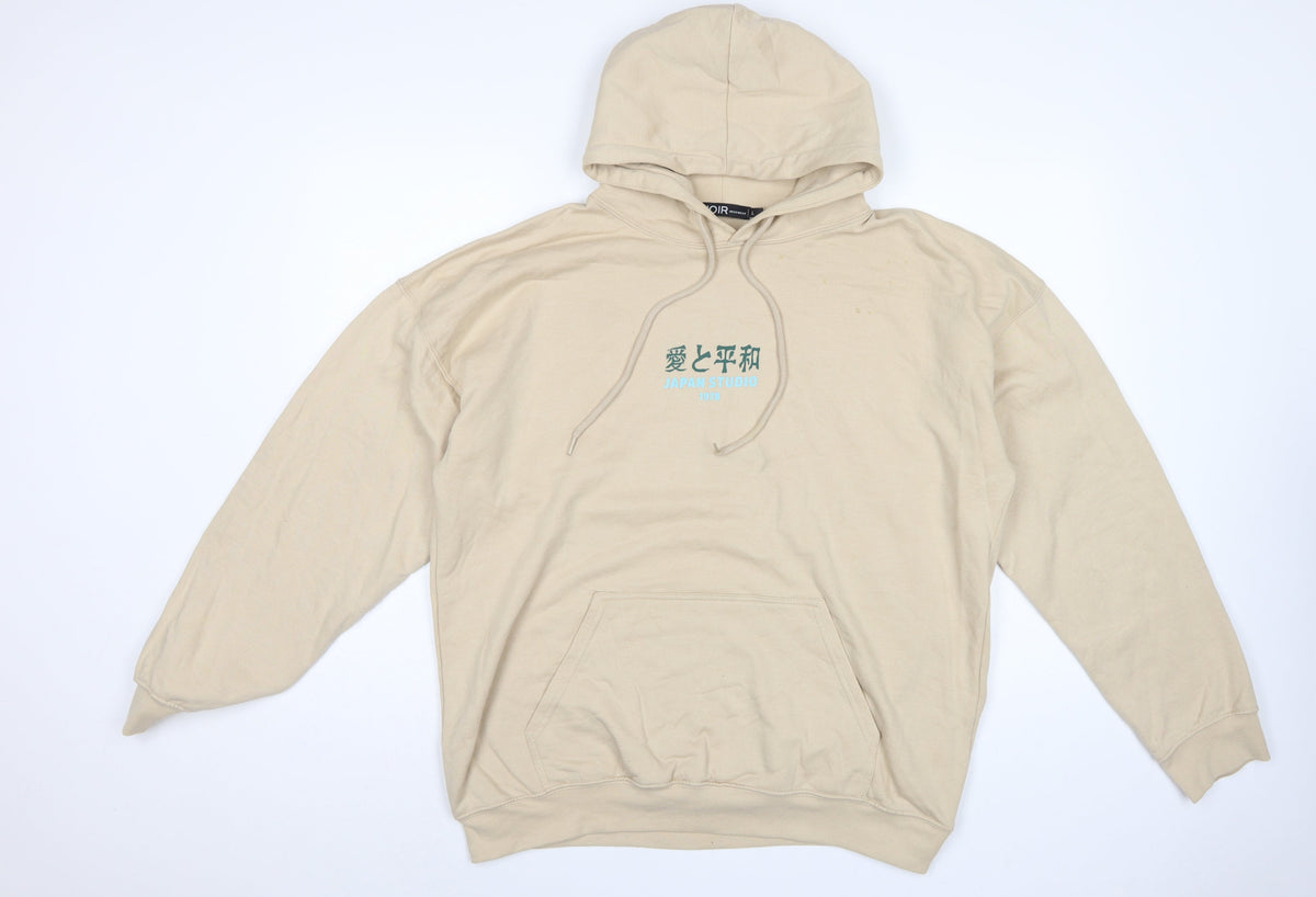 Noir Menswear Men's Beige L Pullover Hoodie Japan Studio Graphic Print