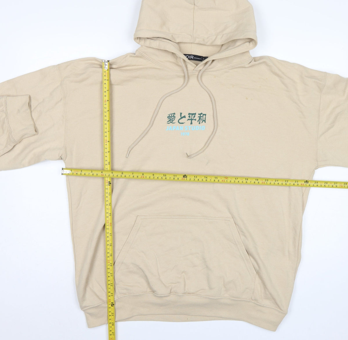 Noir Menswear Men's Beige L Pullover Hoodie Japan Studio Graphic Print