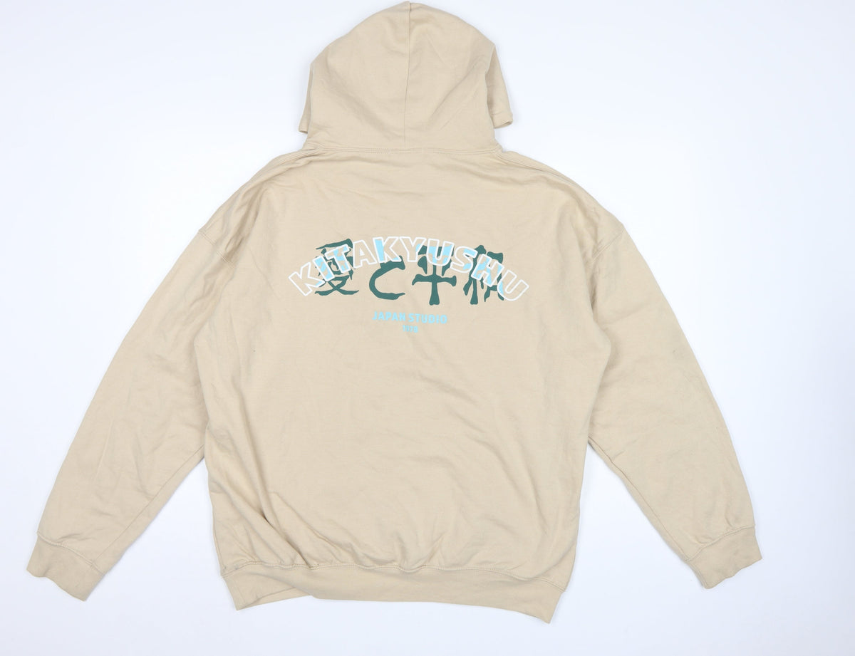 Noir Menswear Men's Beige L Pullover Hoodie Japan Studio Graphic Print