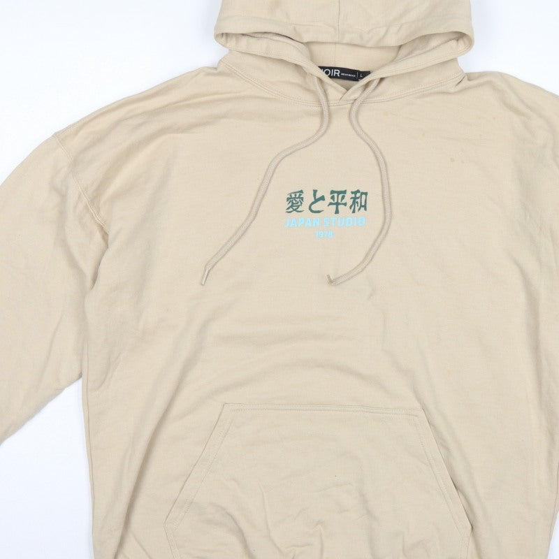 Noir Menswear Men's Beige L Pullover Hoodie Japan Studio Graphic Print