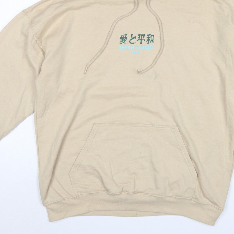 Noir Menswear Men's Beige L Pullover Hoodie Japan Studio Graphic Print