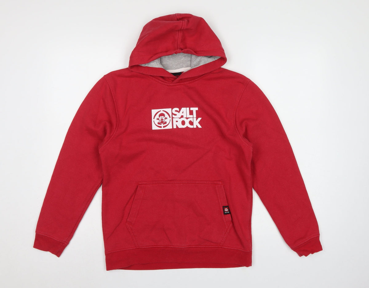 Saltrock Boys Red Age 13 Pullover Hoodie Logo Graphic Fleece