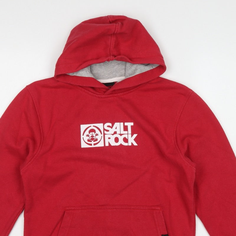 Saltrock Boys Red Age 13 Pullover Hoodie Logo Graphic Fleece