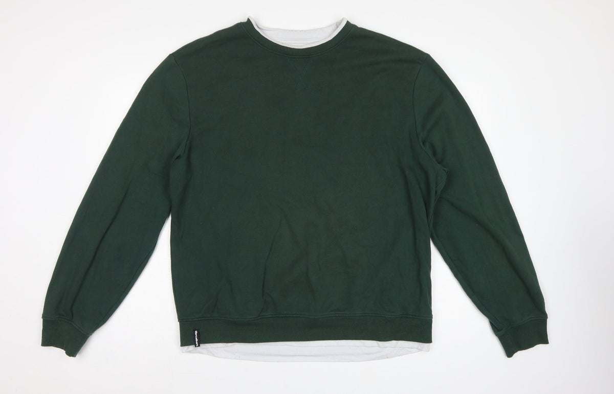 Threadbare Men’s Green 2XL Regular Fit Layered Crew Neck Sweatshirt