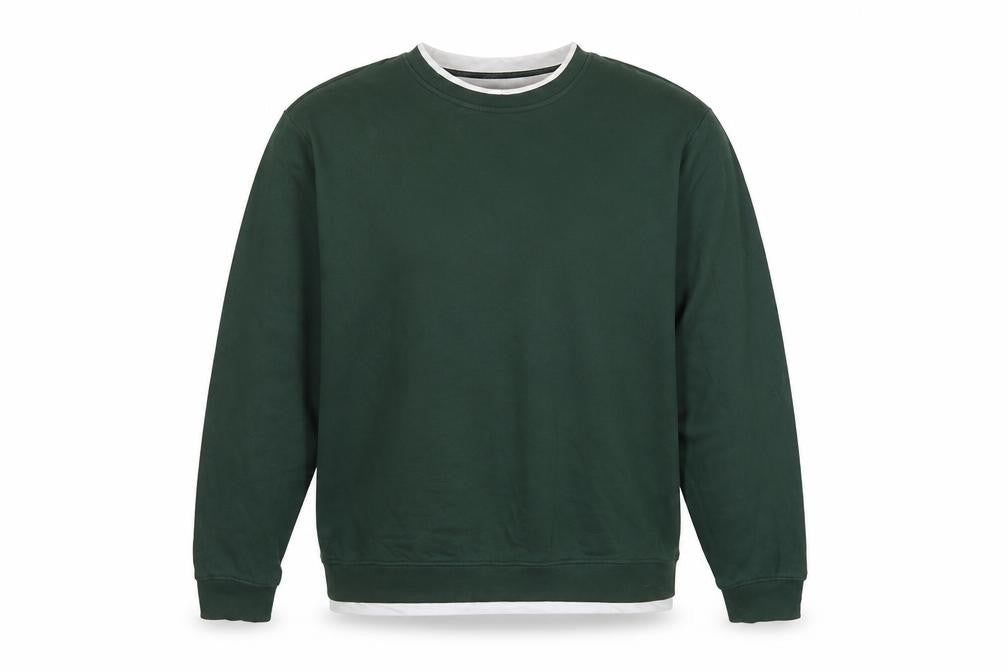 Threadbare Men’s Green 2XL Regular Fit Layered Crew Neck Sweatshirt