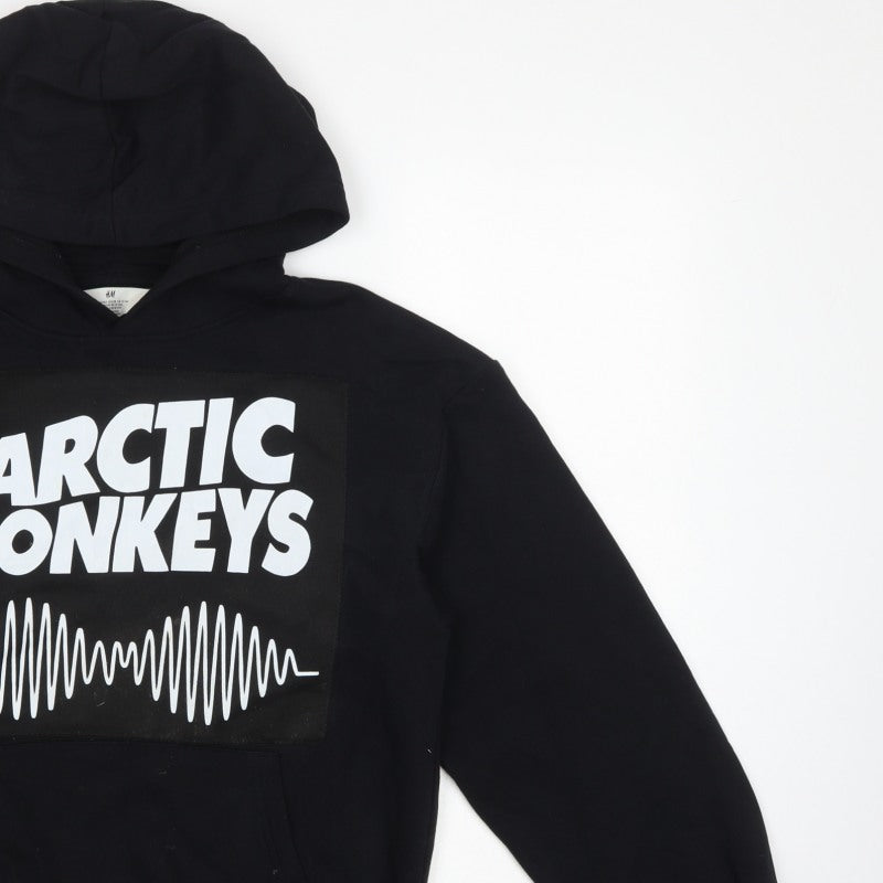 H&M Girls Black Arctic Monkeys Graphic Pullover Hoodie 13-14 Years