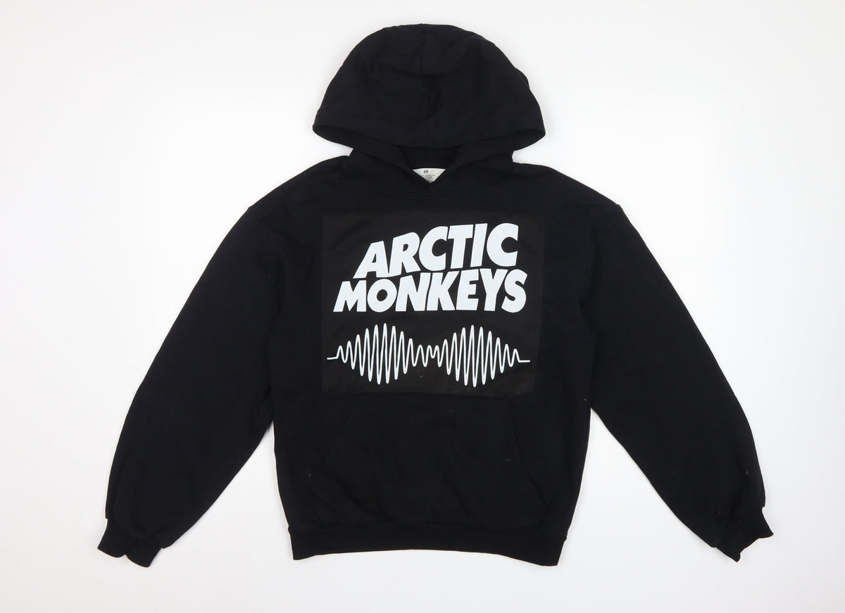 H&M Girls Black Arctic Monkeys Graphic Pullover Hoodie 13-14 Years