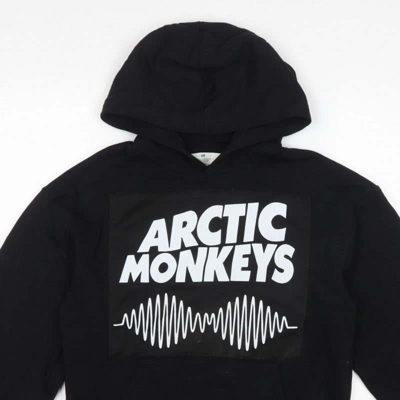 H&M Girls Black Arctic Monkeys Graphic Pullover Hoodie 13-14 Years
