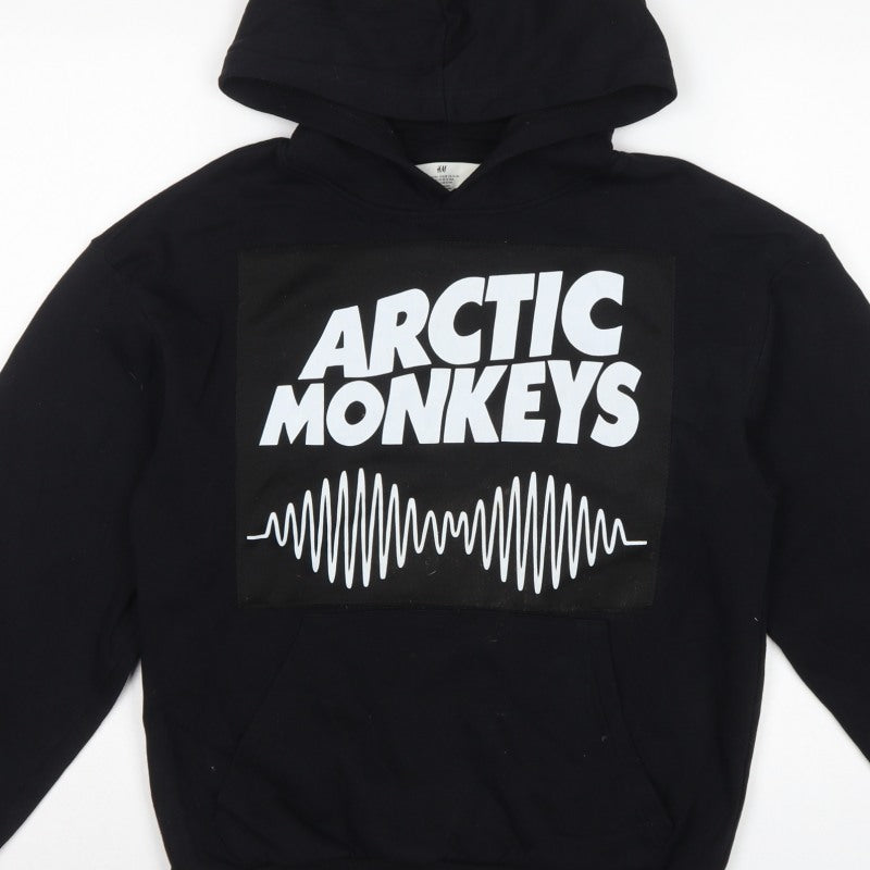 H&M Girls Black Arctic Monkeys Graphic Pullover Hoodie 13-14 Years