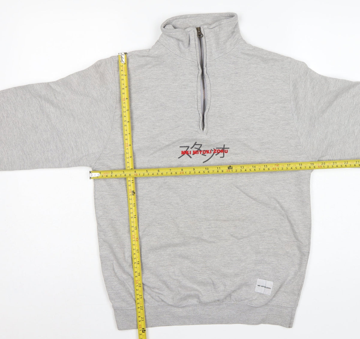 MKI Miyuki Zoku Men’s Grey S 1/4 Zip High Neck Logo Sweatshirt
