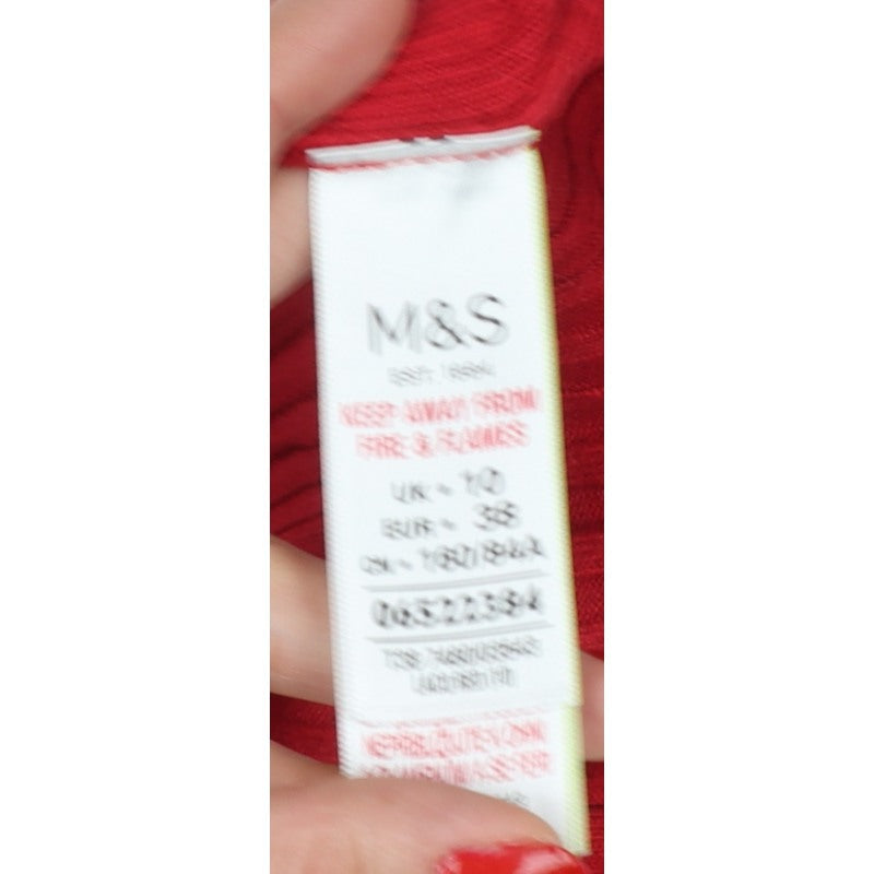 Marks and Spencer Women Red UK 10 Sleeveless Mock Neck Ribbed Jumper
