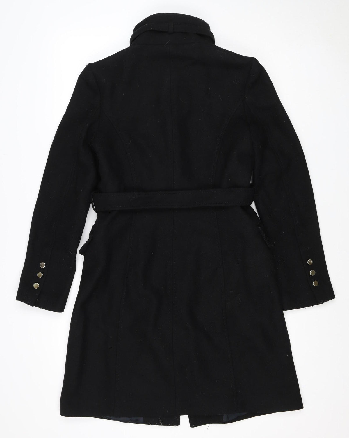 Zara Woman Black M Military Belted Mid-Length Coat