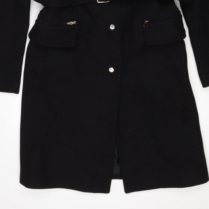 Zara Woman Black M Military Belted Mid-Length Coat
