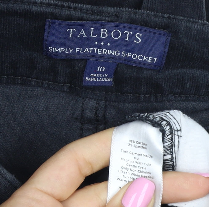 Talbots Women’s Black Size 10 Corduroy Bootcut 5-Pocket Trousers