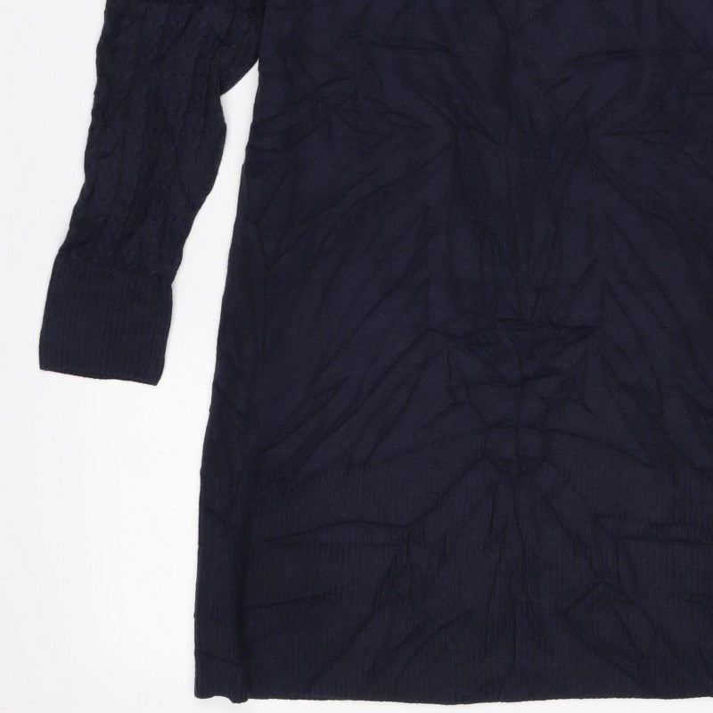 TU Women’s Navy Blue Size 12 Cable Knit Jumper Dress Long Sleeve