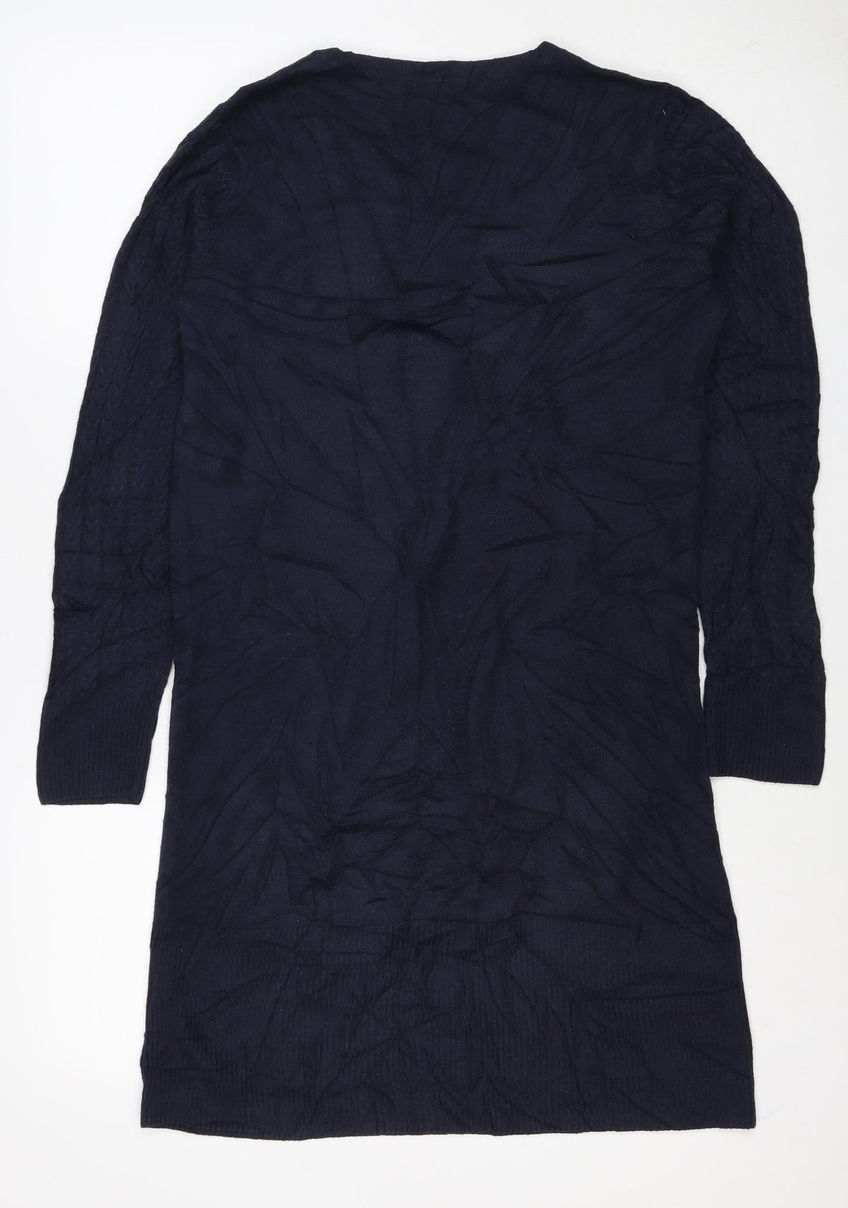 TU Women’s Navy Blue Size 12 Cable Knit Jumper Dress Long Sleeve