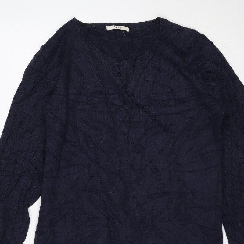 TU Women’s Navy Blue Size 12 Cable Knit Jumper Dress Long Sleeve