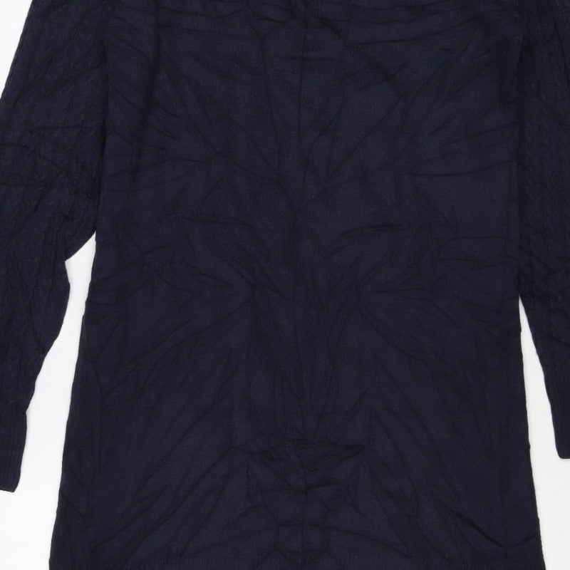 TU Women’s Navy Blue Size 12 Cable Knit Jumper Dress Long Sleeve