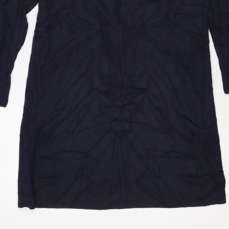 TU Women’s Navy Blue Size 12 Cable Knit Jumper Dress Long Sleeve