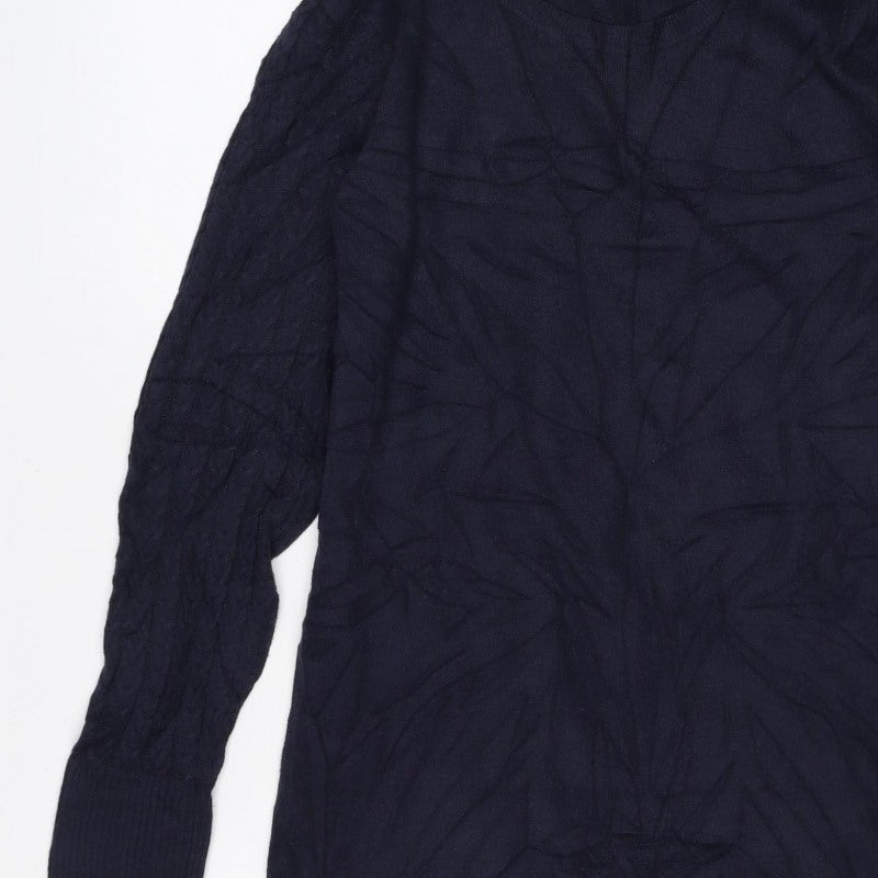 TU Women’s Navy Blue Size 12 Cable Knit Jumper Dress Long Sleeve