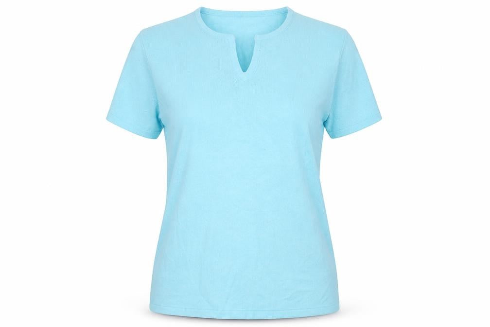 Classic Essentials Women’s Blue Size 12 Knit V-Neck Short Sleeve Top