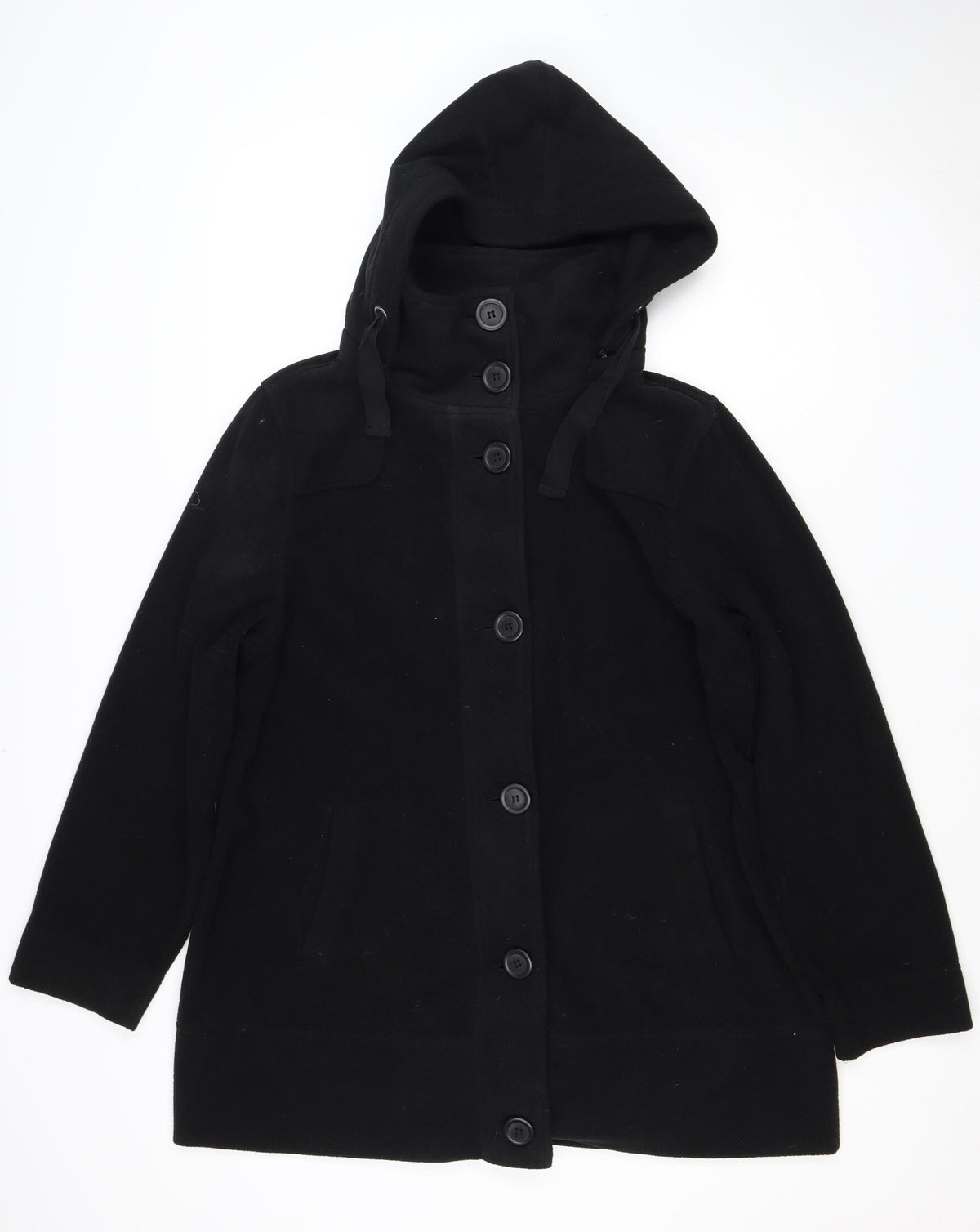 Bexleys Women Black 4XL Hooded Military Jacket Double Breasted