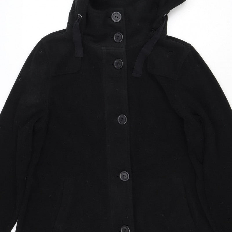 Bexleys Women Black 4XL Hooded Military Jacket Double Breasted