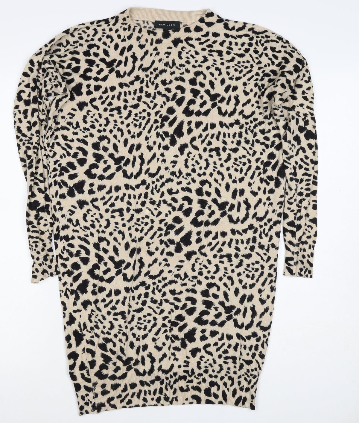 New Look Women’s Beige Black Leopard Print Knit Jumper Size S