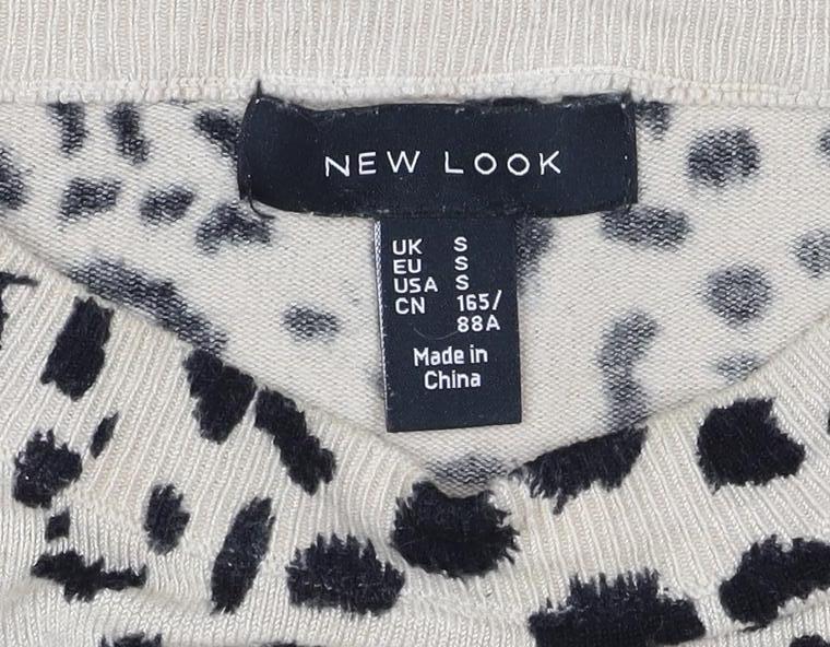 New Look Women’s Beige Black Leopard Print Knit Jumper Size S