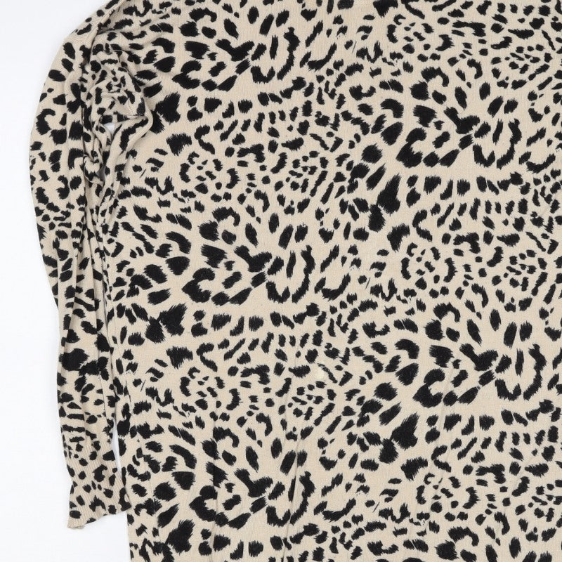 New Look Women’s Beige Black Leopard Print Knit Jumper Size S